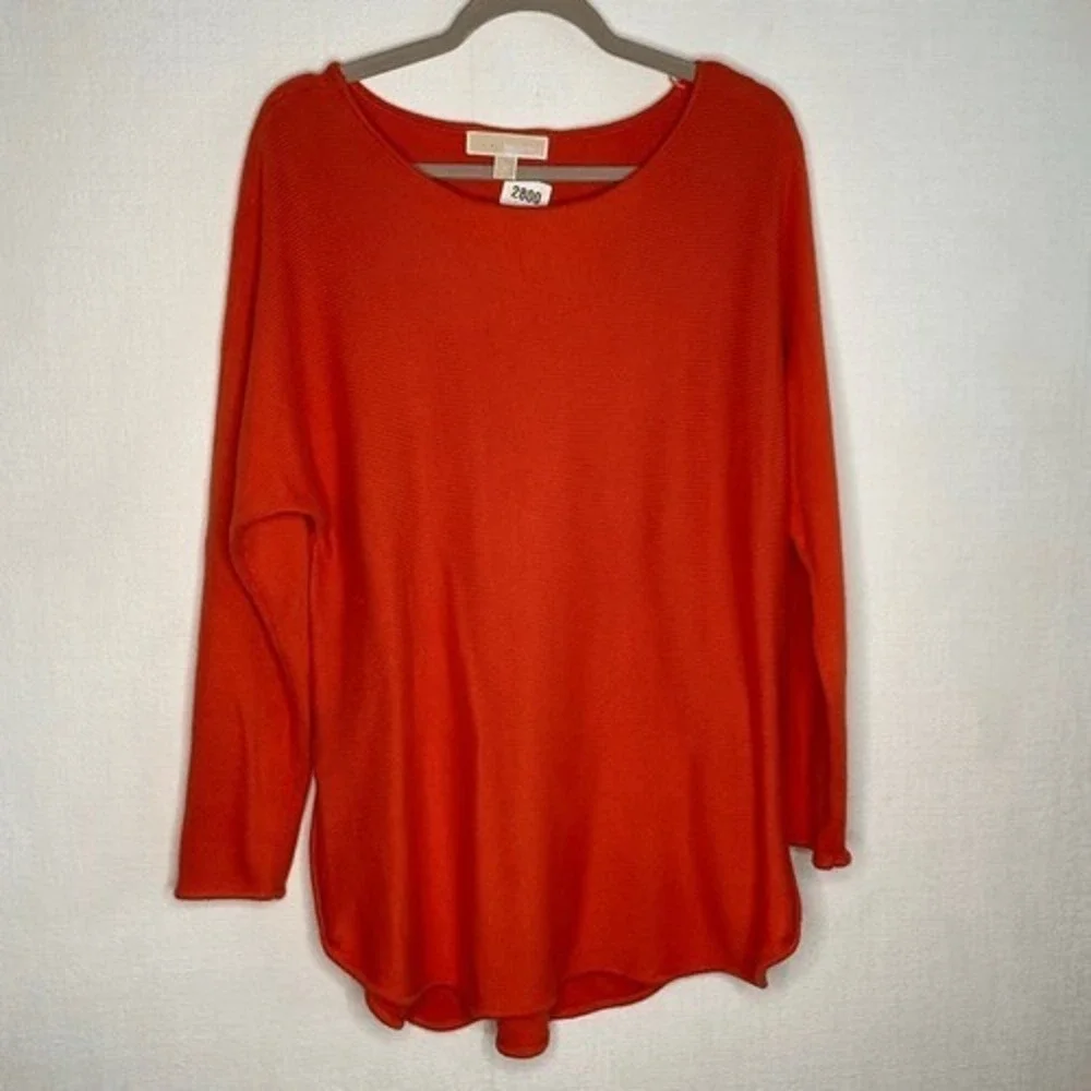 Michael Kors Orange Long Sleeve Zip Slits CrewNeck Sweater Tunic Women‎ L China